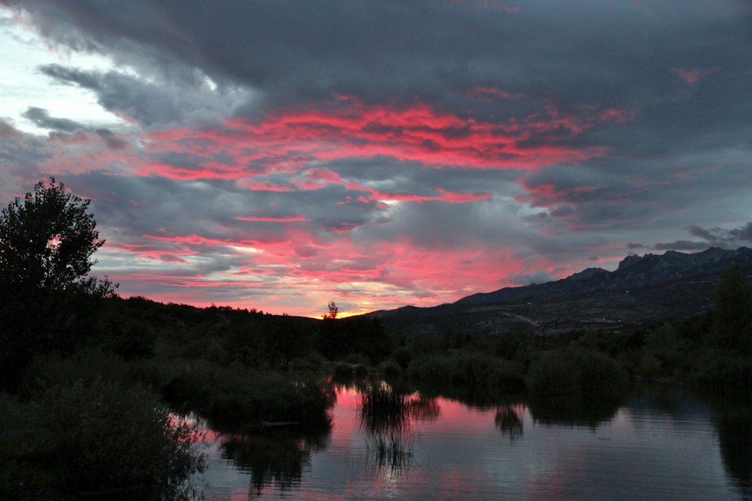 River landscape at sunset in Croatia