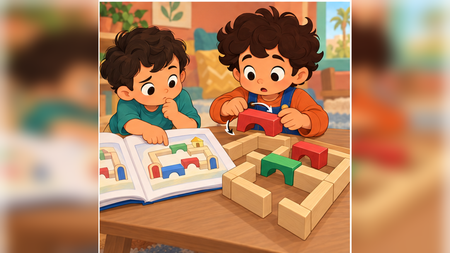 عمر يراجع الكتاب بعد أن أخطأ وأخوه نادر ينتظر