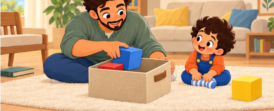 الأب يضع الأزرق بجوار الأحمر