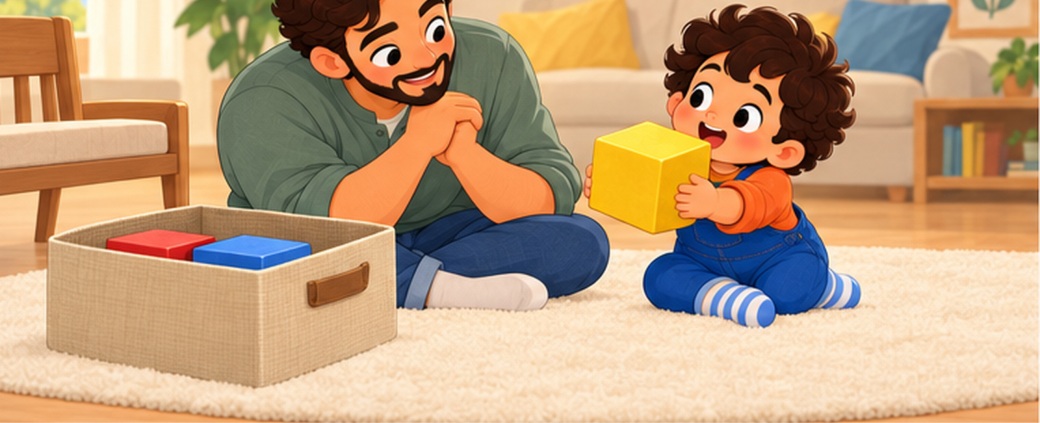 الطفل يحمل الأصفر بكلتا يديه