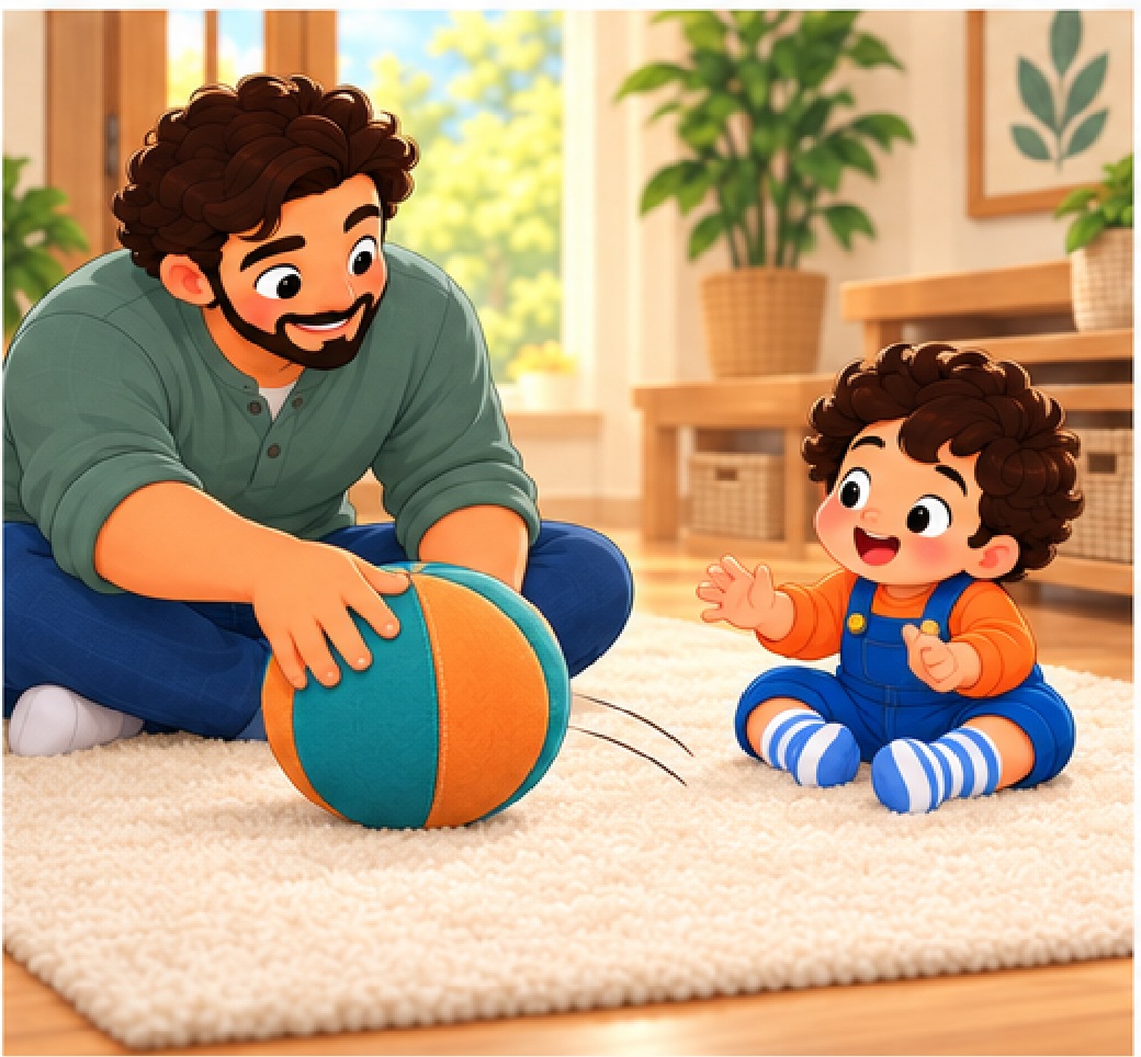 الأب يستقبل الكرة ويردها