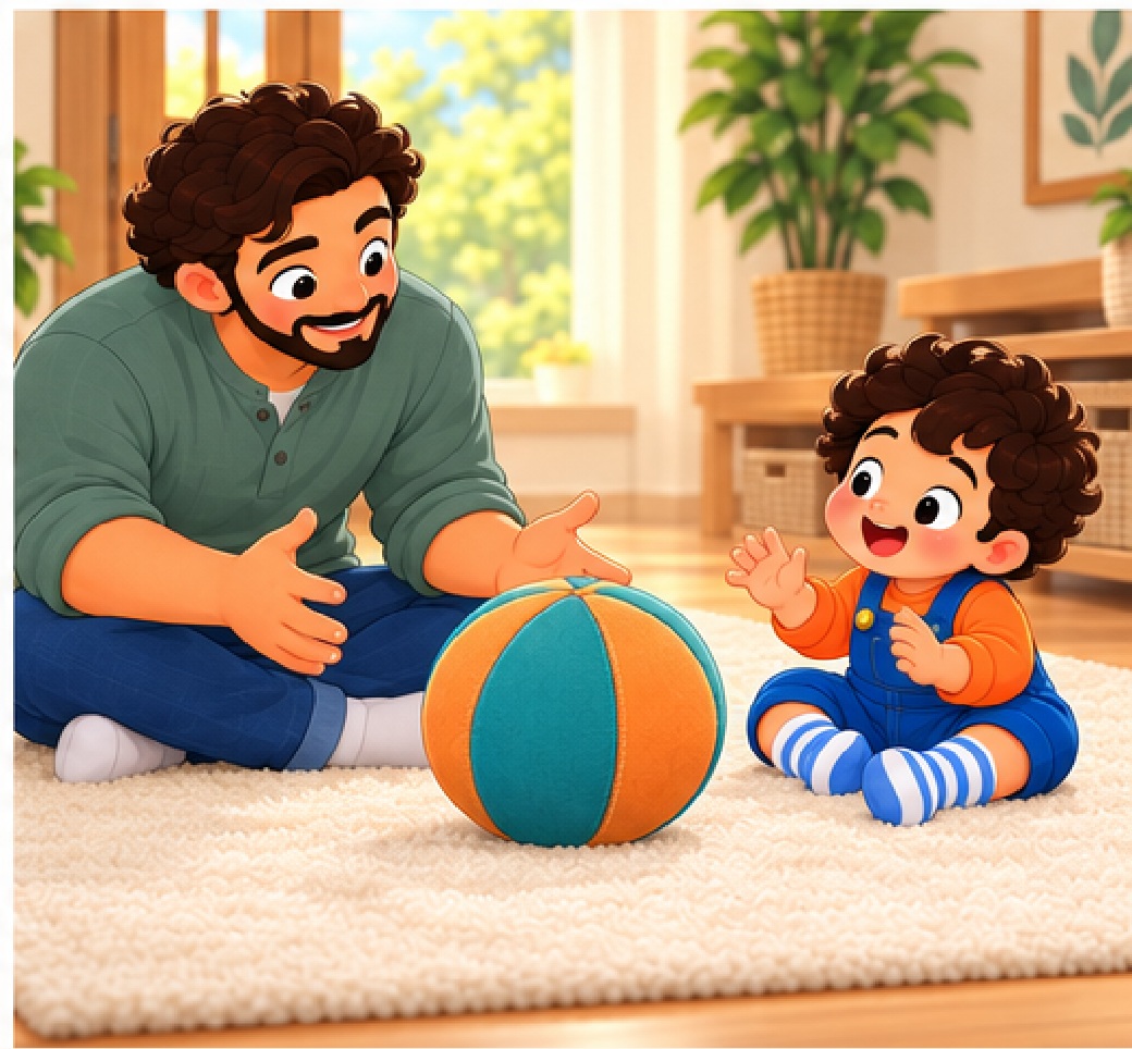 الكرة بين الأب والطفل وهما ينتظران دورًا جديدًا