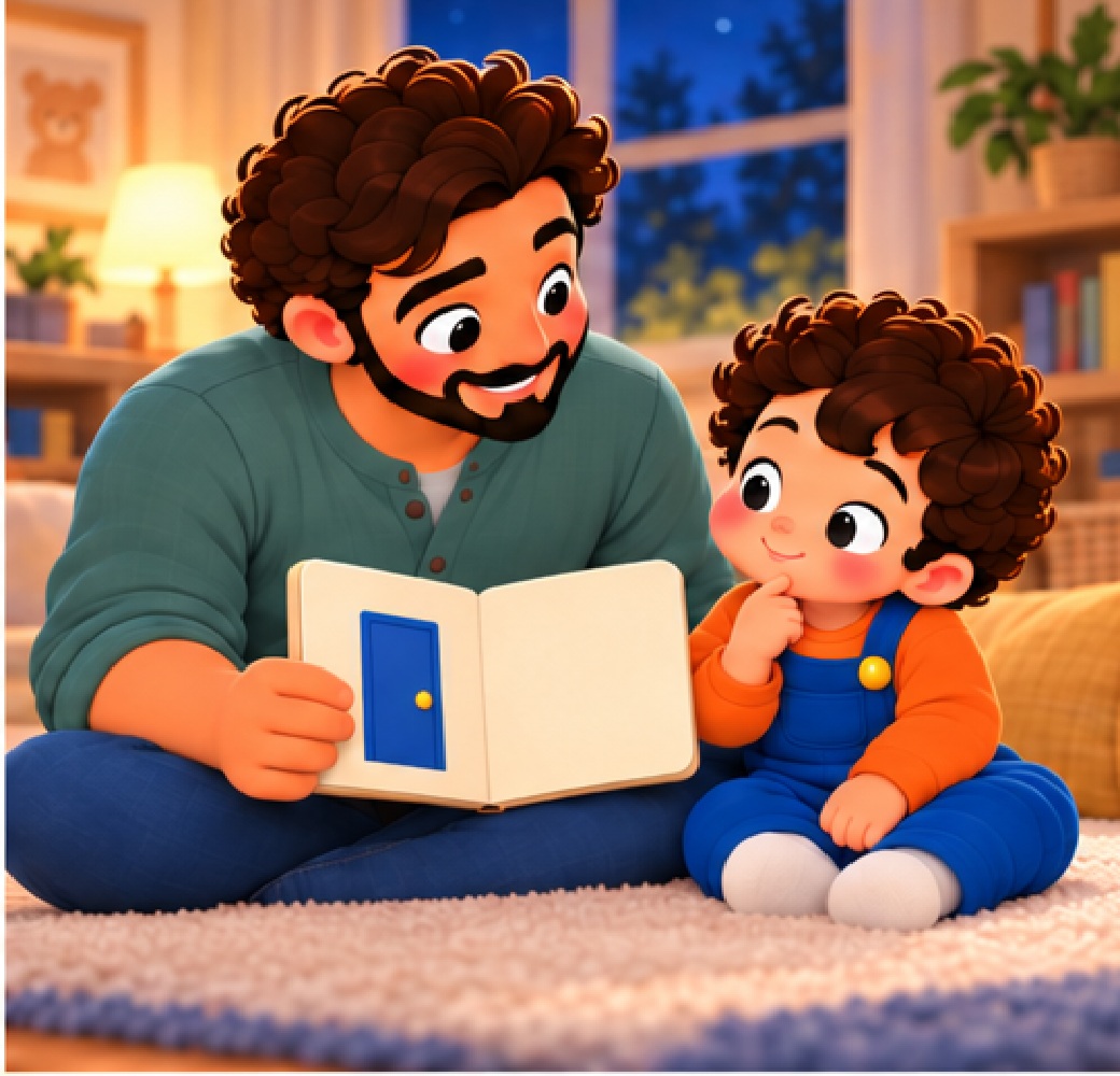 Dad waits while the child looks