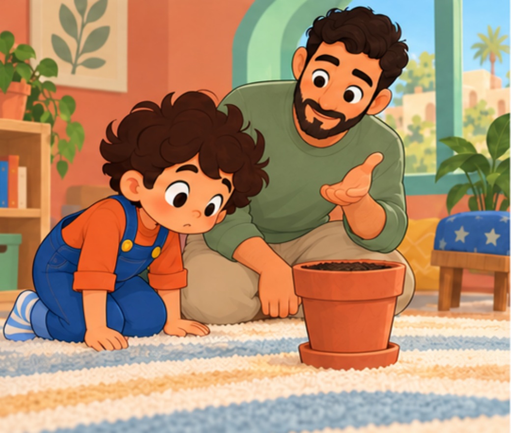 Sami peers into the pot and waits