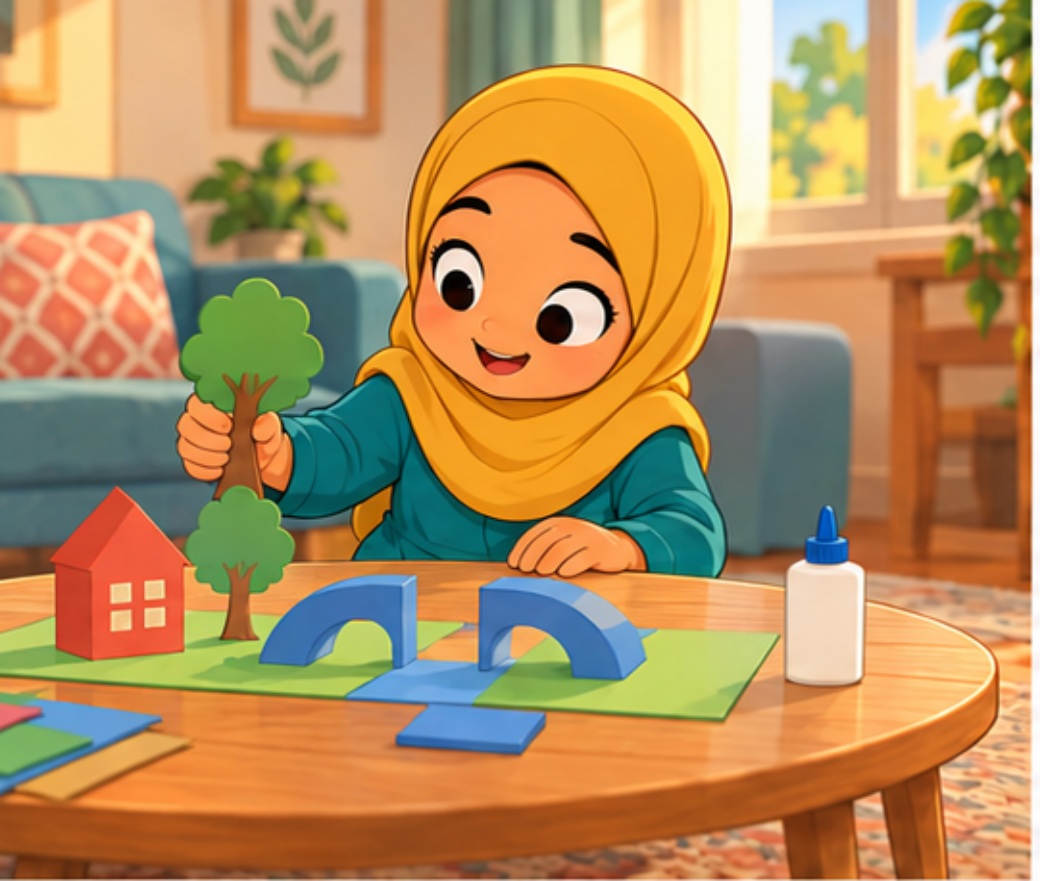 مريم تصنع مدينة وجسرًا من الورق