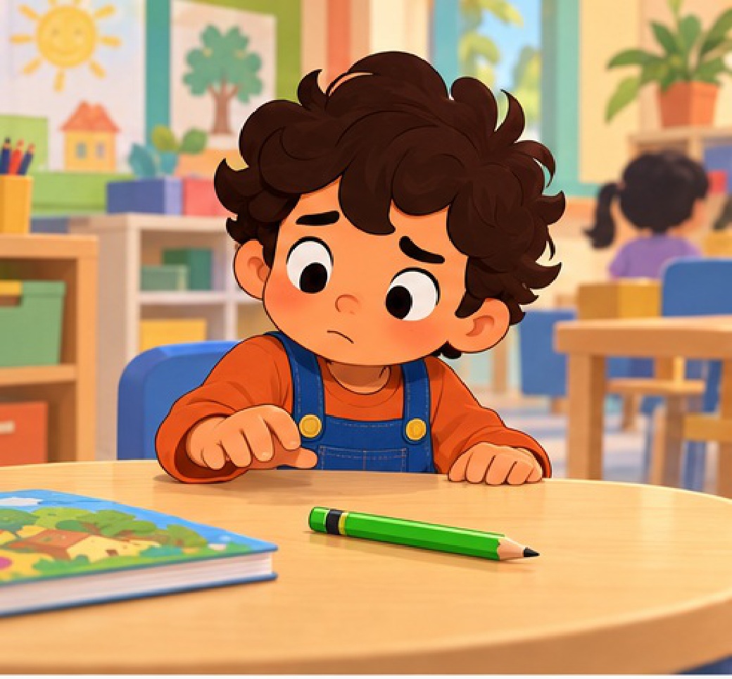 Omar reaches towards Sami’s green pencil