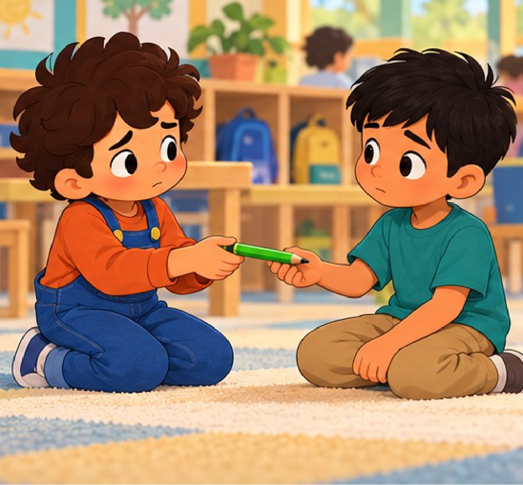 Omar returns the pencil to Sami